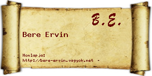 Bere Ervin névjegykártya